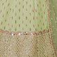 Rajwada Women Green Embroidered Art Silk Semi Stitched Lehenga With Unstitched Blouse