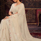 Rajwada Off white Embellished Georgette Saree With unstitched Blouse For Women
