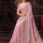 Rajwada Pink Embellished Georgette Saree With unstitched Blouse For Women