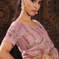 Rajwada Pink Embellished Georgette Saree With unstitched Blouse For Women