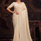 Rajwada Off white Embellished Georgette Saree With unstitched Blouse For Women