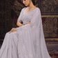 Rajwada Lavender Embellished Georgette Saree With unstitched Blouse For Women