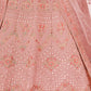 Rajwada Women Pink Embroidered Organza Semi Stitched Lehenga With Unstitched Blouse