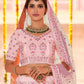 Rajwada Women Pink Crepe Semi Stitched Lehenga With Unstitched Blouse