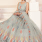 Rajwada Women Grey Net Embroidered Semi Stitched Lehenga With Unstitched Blouse