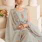 Rajwada Women Grey Net Embroidered Semi Stitched Lehenga With Unstitched Blouse