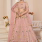 Rajwada Women Pink Net Embroidered Semi Stitched Lehenga With Unstitched Blouse