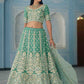 Rajwada Women Green Sequins Sassy Semi Stitched Lehenga With Unstitched Blouse