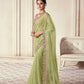 Rajwada Light Green Organza Embroidered Saree With Unstitched Blouse For Women