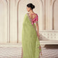 Rajwada Light Green Organza Embroidered Saree With Unstitched Blouse For Women