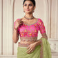 Rajwada Light Green Organza Embroidered Saree With Unstitched Blouse For Women
