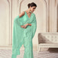 Rajwada Sea Green Georgette Embroidered Saree With Unstitched Blouse For Women