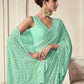 Rajwada Sea Green Georgette Embroidered Saree With Unstitched Blouse For Women