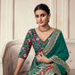 Rajwada Dark Green Organza Embroidered Saree With Unstitched Blouse For Women