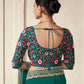 Rajwada Dark Green Organza Embroidered Saree With Unstitched Blouse For Women