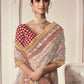 Rajwada Beige Organza Embroidered Saree With Unstitched Blouse For Women