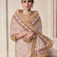 Rajwada Beige Organza Embroidered Saree With Unstitched Blouse For Women