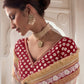 Rajwada Beige Organza Embroidered Saree With Unstitched Blouse For Women