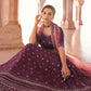 Rajwada Purple Embroidered Crepe Semi Stitched Lehenga With Blouse For Women