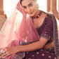 Rajwada Purple Embroidered Crepe Semi Stitched Lehenga With Blouse For Women