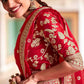 Rajwada Women Red Organza Embroidered Saree With Unstitched Blouse