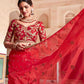 Rajwada Women Red Organza Embroidered Saree With Unstitched Blouse