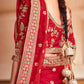 Rajwada Women Red Organza Embroidered Saree With Unstitched Blouse