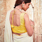 Rajwada Women White Georgette Embroidered Saree With Unstitched Blouse