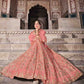 Rajwada Women Pretty Peach Soft Net Semi Stitched Lehenga With Unstitched Blouse
