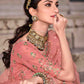 Rajwada Women Pretty Peach Soft Net Semi Stitched Lehenga With Unstitched Blouse