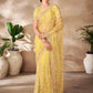 Rajwada Yellow Net Embroidered Saree With Unstitched Blouse For Women