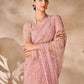 Rajwada Peach Net Embroidered Saree With Unstitched Blouse For Women