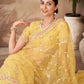 Rajwada Yellow Net Embroidered Saree With Unstitched Blouse For Women