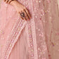 Rajwada Peach Net Embroidered Saree With Unstitched Blouse For Women