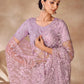 Rajwada Purple Net Embroidered Saree With Unstitched Blouse For Women