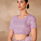 Rajwada Purple Net Embroidered Saree With Unstitched Blouse For Women