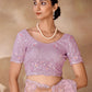 Rajwada Purple Net Embroidered Saree With Unstitched Blouse For Women