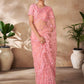 Rajwada Peach Net Embroidered Saree With Unstitched Blouse For Women