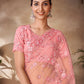 Rajwada Peach Net Embroidered Saree With Unstitched Blouse For Women