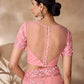Rajwada Peach Net Embroidered Saree With Unstitched Blouse For Women