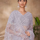 Rajwada Grey Net Embroidered Saree With Unstitched Blouse For Women