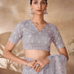 Rajwada Grey Net Embroidered Saree With Unstitched Blouse For Women