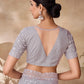 Rajwada Grey Net Embroidered Saree With Unstitched Blouse For Women