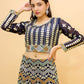 Rajwada Navy Blue Embroidered Georgette Stitched Lehenga With Blouse For Women