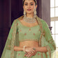 Rajwada Women Green Organza Semi Stitched Lehenga With Unstitched Blouse