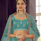Rajwada Women Light Blue Embroidered Organza Semi Stitched Lehenga With Unstitched Blouse