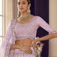 Rajwada Women Pink Embroidered Crepe Semi Stitched Lehenga With Unstitched Blouse
