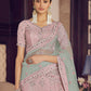 Rajwada Women Pink Embroidered Semi Stitched Lehenga With Unstitched Blouse