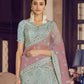 Rajwada Women Light Blue Embroidered Crepe Semi Stitched Lehenga With Unstitched Blouse