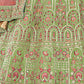 Rajwada Women Green Embroidered Organza Semi Stitched Lehenga With Unstitched Blouse